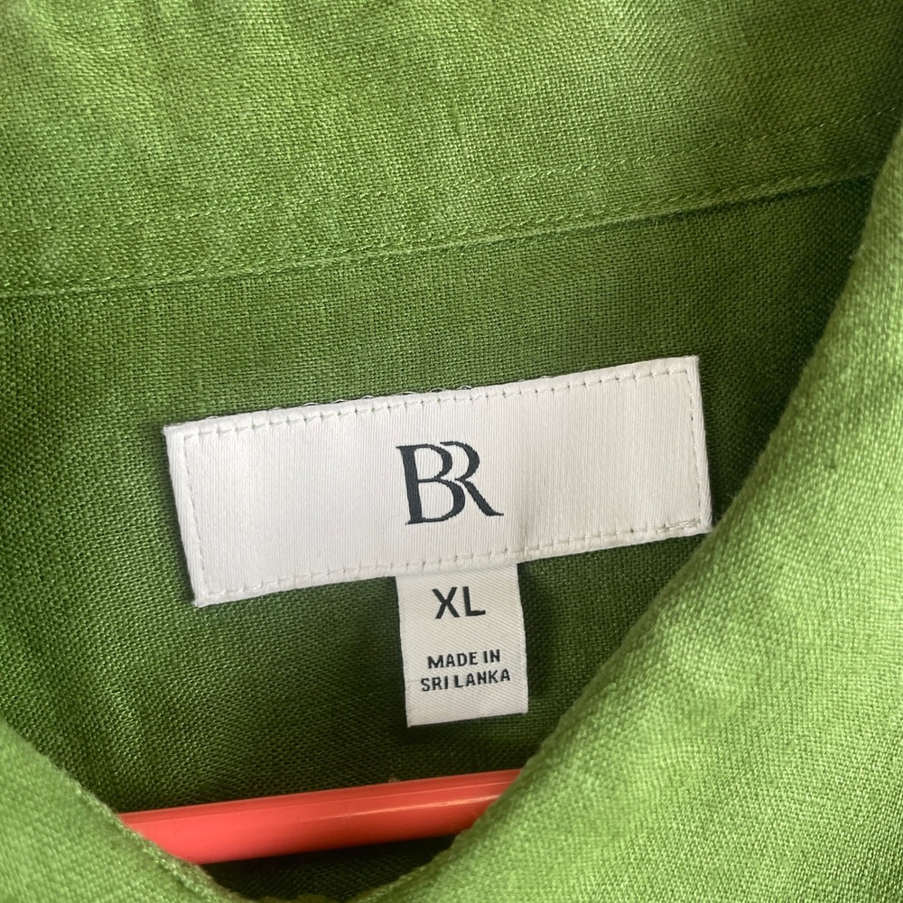 Banana Republic Womens XL Green 100% Linen LS Perfect Shirt Button Down Earthy - Picture 4 of 8